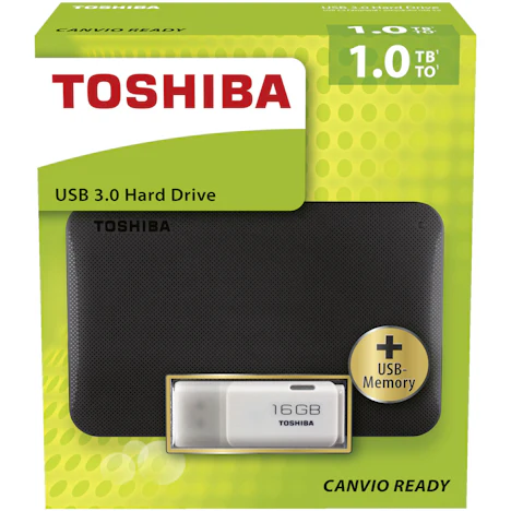 Toshiba Canvio 1TB + 16GB USB-Stick für 50€ - 2,5 Zoll Festplatte mit USB 3.0