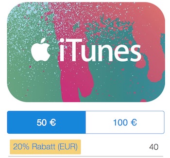 20% auf iTunes Karten bei PayPal Zahlung - 100 für 80€ *UPDATE*