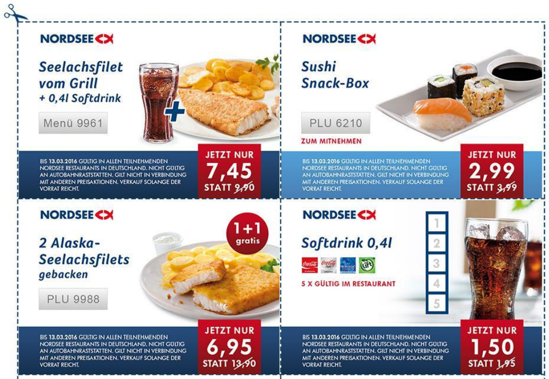 Coupons zum Ausdrucken von McDonalds und Nordsee