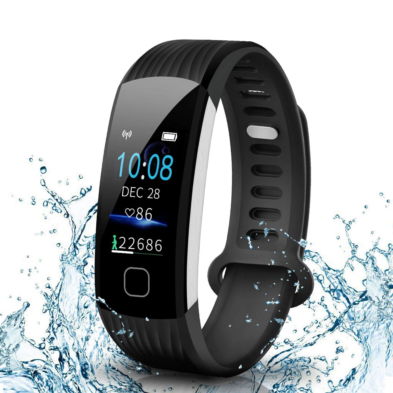 AISIRER Fitness Armband Uhr mit Pulsmesser, Wasserdicht IP67