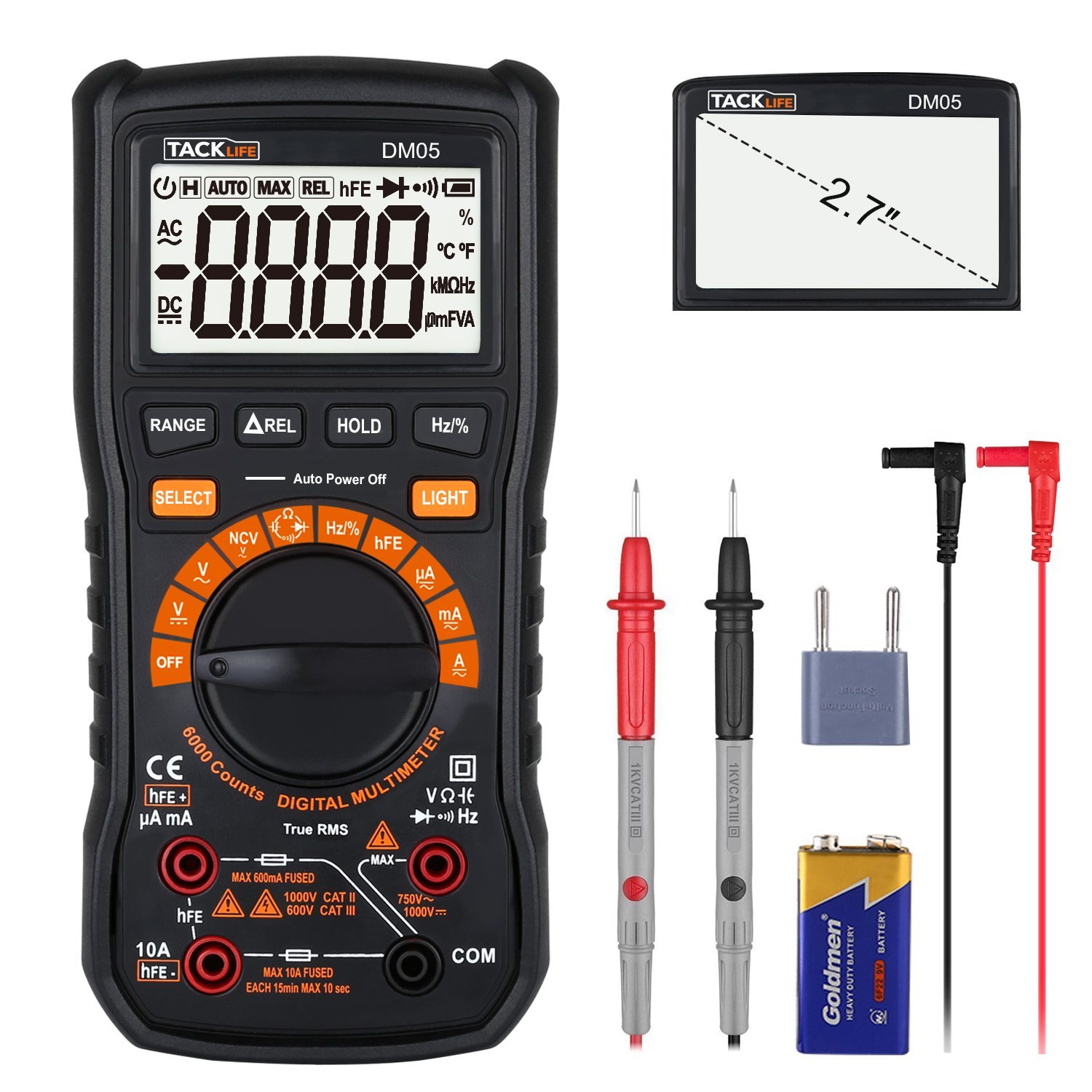 Tacklife DM05 Klassisches Digital Multimeter 