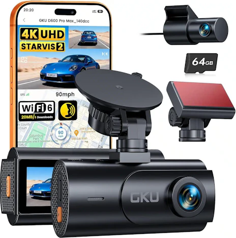 GKU D600 Pro Max Dashcam inklusive 64GB Speicherkarte