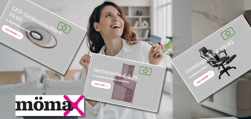50% Rabatt in den Bonusangeboten bei Mömax - monatlich neu | z.B. im März: weißer Holz-Schreibtisch (120/75/60 cm) für 45€ (statt 159€)