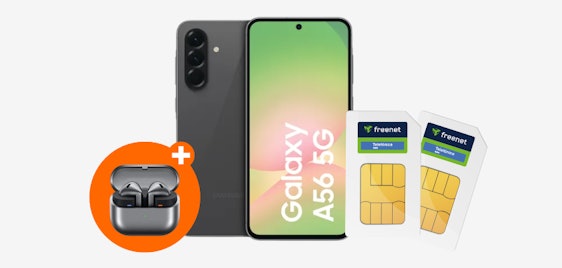 Nur 13,98€ mtl. und eff. gratis 🤩 Samsung Galaxy A56 (256GB) mit 2 x 15GB 5G o2 Allnet-Flat & Galaxy Buds3 Pro