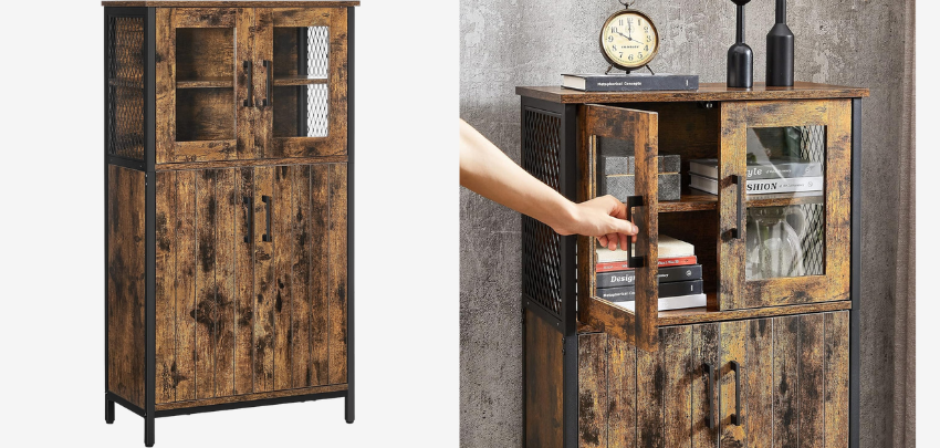 Vasagle Sideboard für 68€ - im Industriestil, Glas-Metall-Kombi