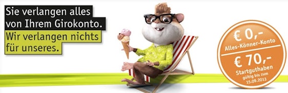 DAB Bank Girokonto mit 70€ Startguthaben bei 3 Geldeingängen - ohne Kontoführungsgebühren mit kostenloser EC- und MasterCard