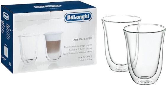 2x Delonghi Latte Macchiato Glas ab 10€ - mit doppelter Glaswand, 220ml Füllmenge