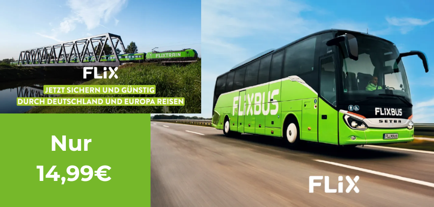Nur 14,99€ 🚆 Flixbus oder Flixtrain Fahrt durch Deutschland &amp; Europa 