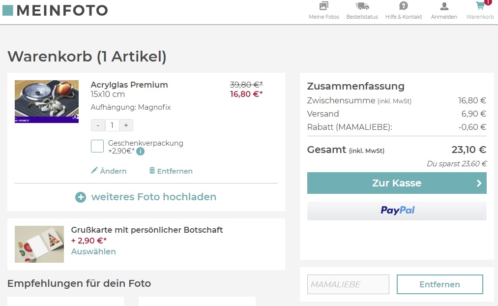 meinfoto Gutschein einloesen