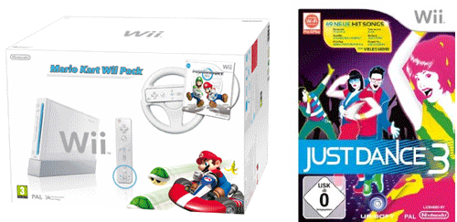 Nintendo Wii Mario Kart Pack + Just Dance 3 für ~148€