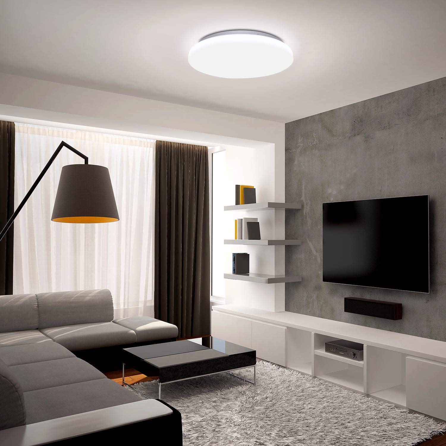 LED Deckenleuchte mit 20W, IP54, 1800LM, 6000-6500K, natureweiss 