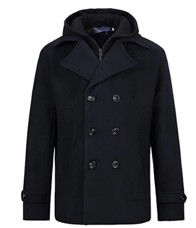 50% Rabatt auf Wintermantel Herren Zweireiher Kurzmantel Slim Fit mit Kapuze