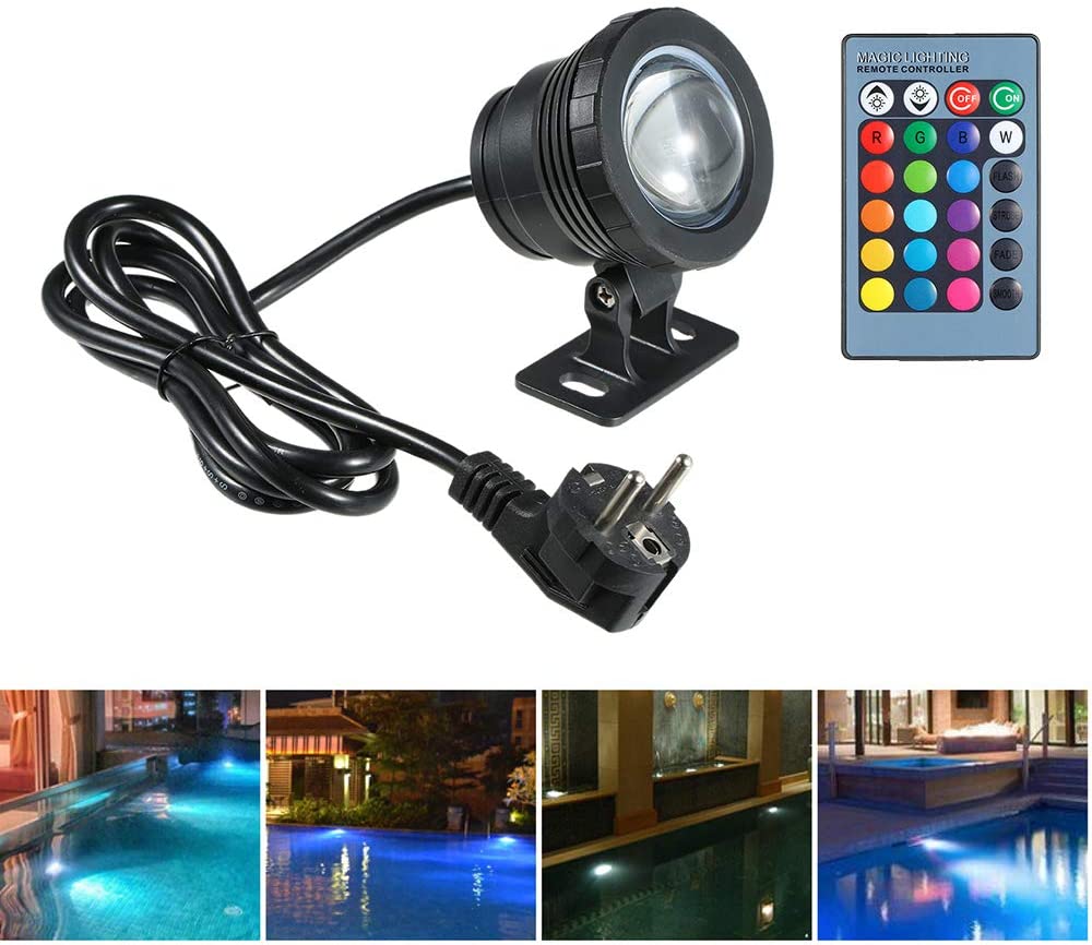 10W RGB LED Unterwasserlampe Unterwasserlampe mit Fernbedienung