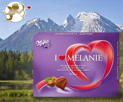 [Valentinstag] Personalisierte 125-Gramm-Milka-Valentinsbox „I love“ 9,90€