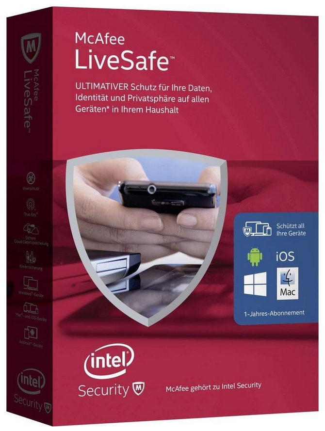 McAfee LiveSafe Schutz für 10€ - für beliebig viele Geräte für 1 Jahr
