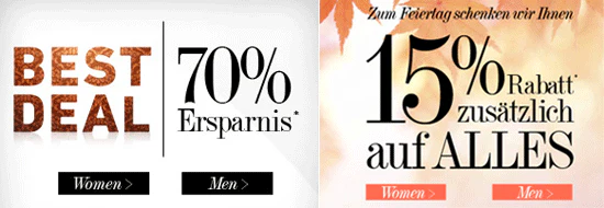 Bis zu 70% auf ausgewählte Artikel oder 15% auf Alles + 10€ Newslettergutschein bei dress-for-less