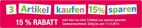 Bis zu 25% Rabatt beim Kauf von 3 Spielwaren bei Galeria Kaufhof *UPDATE2*