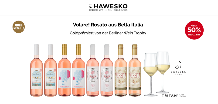Goldprämiert 🍷 Rosé Probierpaket (8 Flaschen + 2 Gläser) nur 40€