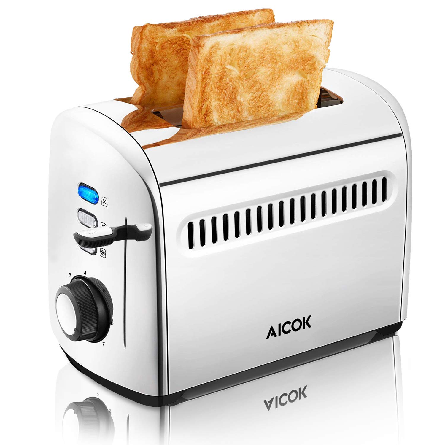 2 Scheiben Edelstahl Toaster 7 Farbwähler 950W für 17,99 €