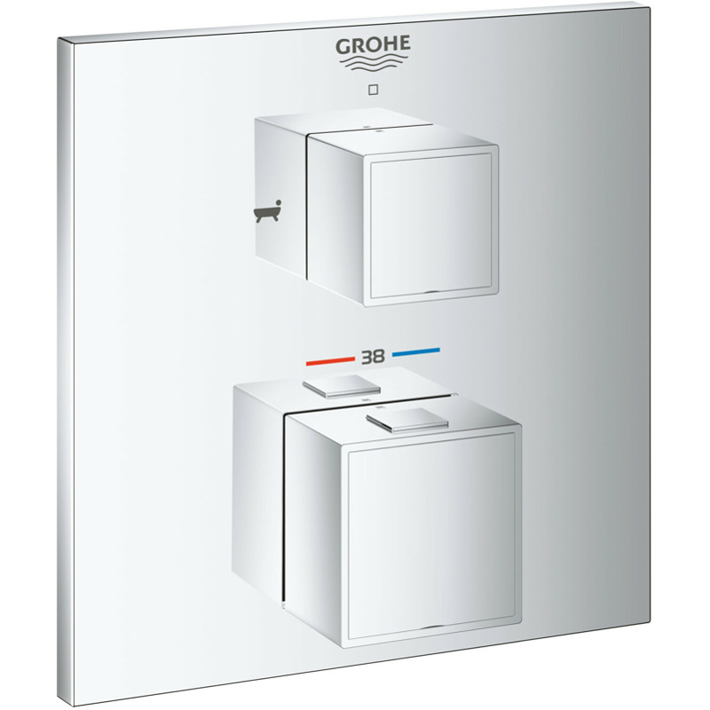 23% auf GROHE Grohtherm Cube Thermostat-Wannenbatterie Design eckig Chrom (24155000) sparen