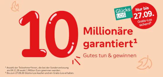 Gratis Los bei der Aktion Mensch sichern 🍀🤑 bis zu 1 Millionen € gewinnen | ⏰ LETZTE CHANCE