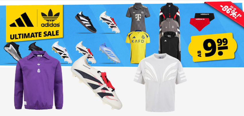 Adidas Sale bei SportSpar ab 9,99€ 🧥 z.B. Real Madrid adidas Originals Icon Oberteil für 35€