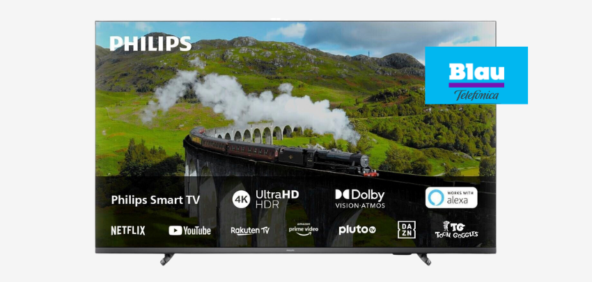 65"-TV eff. GRATIS! 📺 Philips PUS7608 mit 5 GB 5G Allnet im Telefónica-Netz für nur 19,49€ mtl.