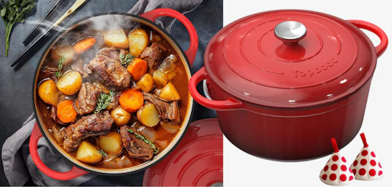 Starker Küchen-Deal! 🍲 Topbooc Gusseisen-Topf 26cm (5L) für 38€