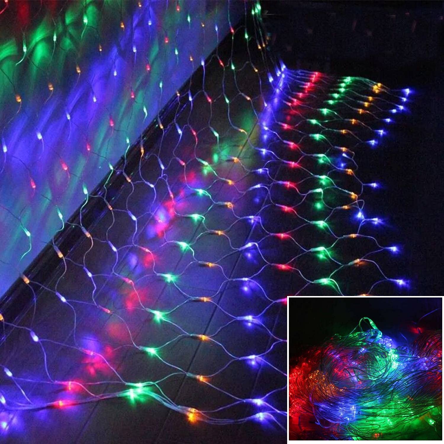 SWANEW Weihnachten LED Lichterkette Netz, 3 x 2M, 204 LEDs Kaltweiß/Mischenfarbe/warmweiß, 8 Modi Mit Memory-Funktion, wasserdicht IP44