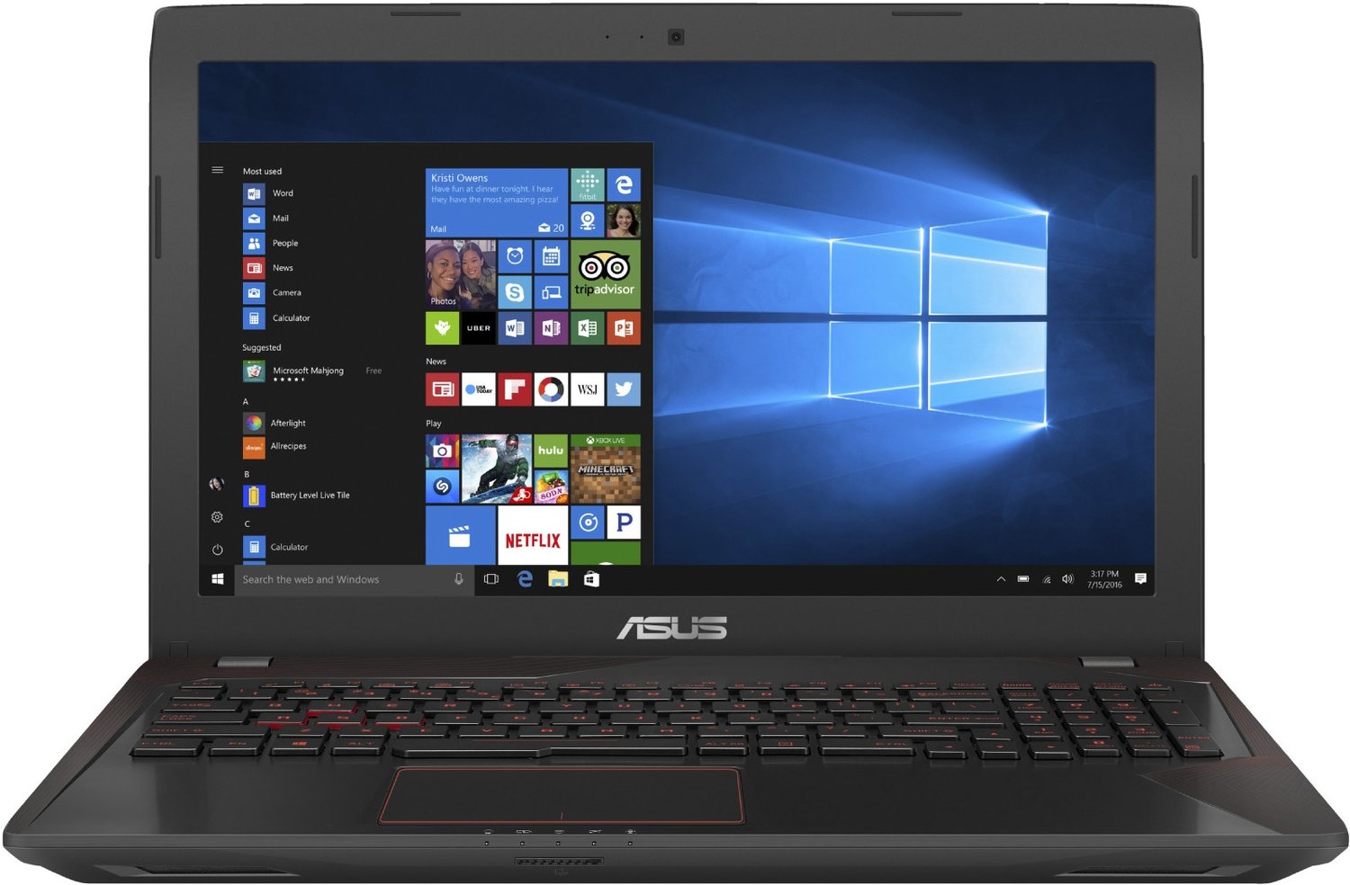 Asus FX553VE-DM289T für 888€ - 15,6" Gaming Notebook mit i7-7700HQ, 16GB RAM, 1TB HDD, 256GB SSD und GeForce GTX 1050 Ti