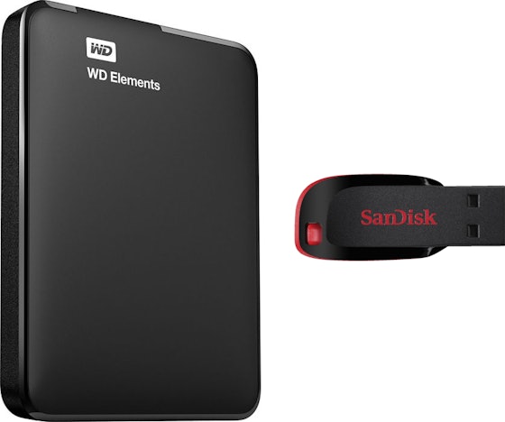 WD Elements Portable 1TB + SanDisk Cruzer Blade (32 GB) für 52€ – externe 2,5″ USB 3.0 Festplatte mit USB-Stick
