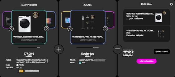Samsung 2-für-1-Aktion: Waschtrockner (WD5500T) + Jet 75E PetPRO für 777€ | 1.321€ Ersparnis!