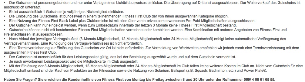 Fitness First Bedienungen