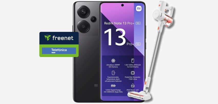 Effektiv gratis! 💡 Xiaomi Redmi Note 13 Pro+ mit gratis Staubsauger für einmalig 49€ - im 17GB 5G o2-Tarif für 9,99€/Monat