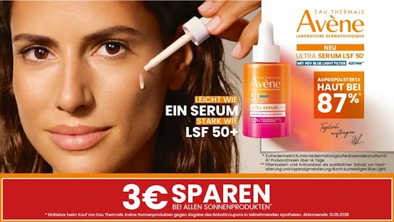 3€ Cashback auf Eau Thermale Avène Sonnenprodukte in der Apotheke