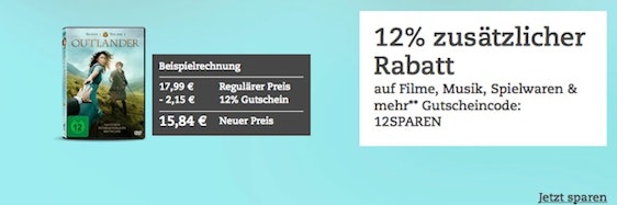 12% zusätzlicher Rabatt bei thalia.de auf Filme, Spiele und Musik