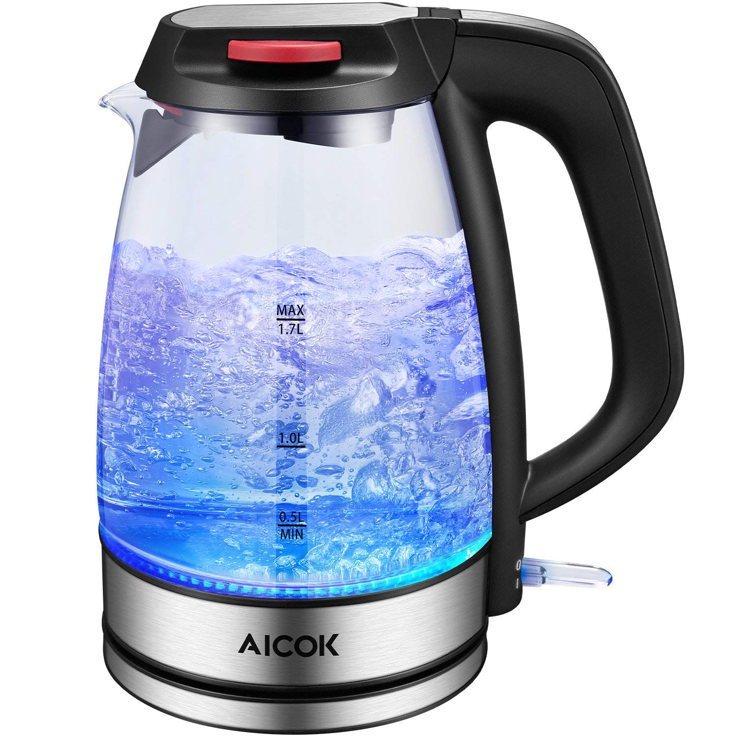 Glas Wasserkocher 1,7 Liter mit LED-Beleuchtung, 2200 Watt