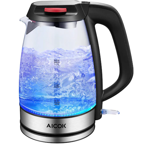 Glas Wasserkocher 1,7 Liter mit LED-Beleuchtung, 2200 Watt