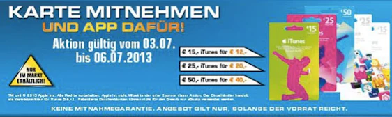 20% Rabatt auf iTunes-Guthaben bei Saturn - nur bis Samstag