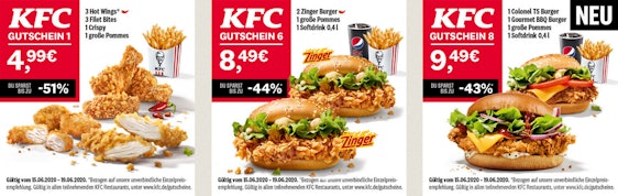 Aktuelle KFC Coupons » Jede Woche 5 neue Gutscheine