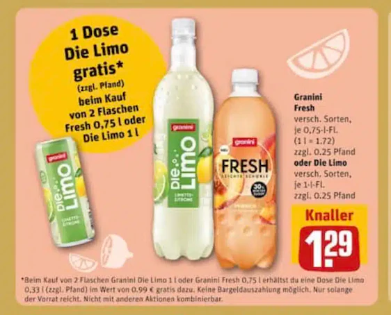 gratis 1 Dose Granini Die Limo zu 2x Granini Fresh oder Die Limo Rewe