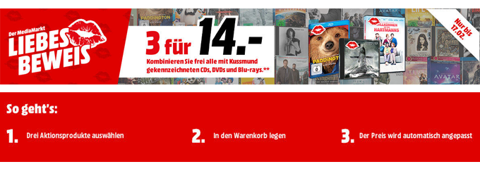 Media Markt 3 für 14€ - Günstige Blu-ray, DVD &amp; CD Bundles