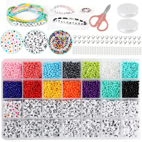 Poluhyos Glasperlen Set für 8€ (Prime) - Perlen zum Auffädeln, 5015 Stück