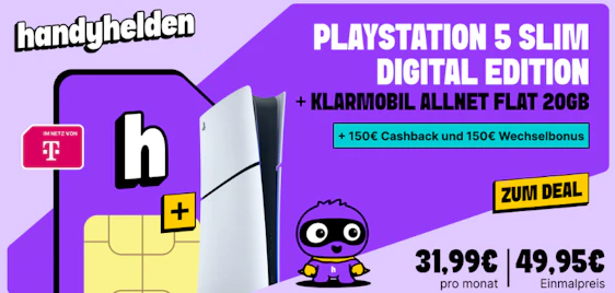 Effektiv nur 1,57€ mtl. 🎮 Playstation 5 Slim im 20GB Telekom-Tarif