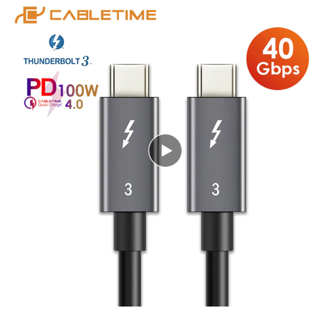 Thunderbolt 3 USB C zu USB C Kabel (0,5m / 0,7m) - 40Gbps - Macbook geeignet - Quick Charge C024