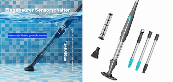Kristallklares Wasser für die Badesaison! 🏊♂️ PoolMr Akku-Poolsauger für 81€ 🌊