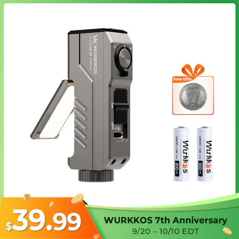【New Release】Wurkkos HD02MINI EDC Light, 1300LM Pocket-Sized Tool Light with High-CRI Wing Light & Red Light, Detachable-Battery Design