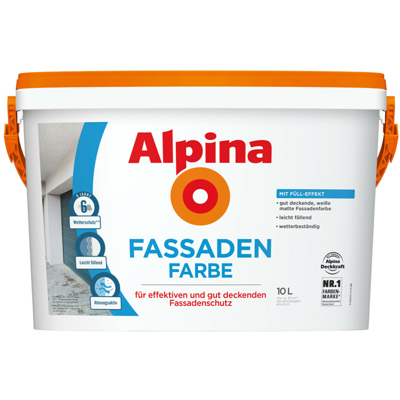 Alpina FassadenFarbe weiss 10 L, matt mit 48% Nachlass