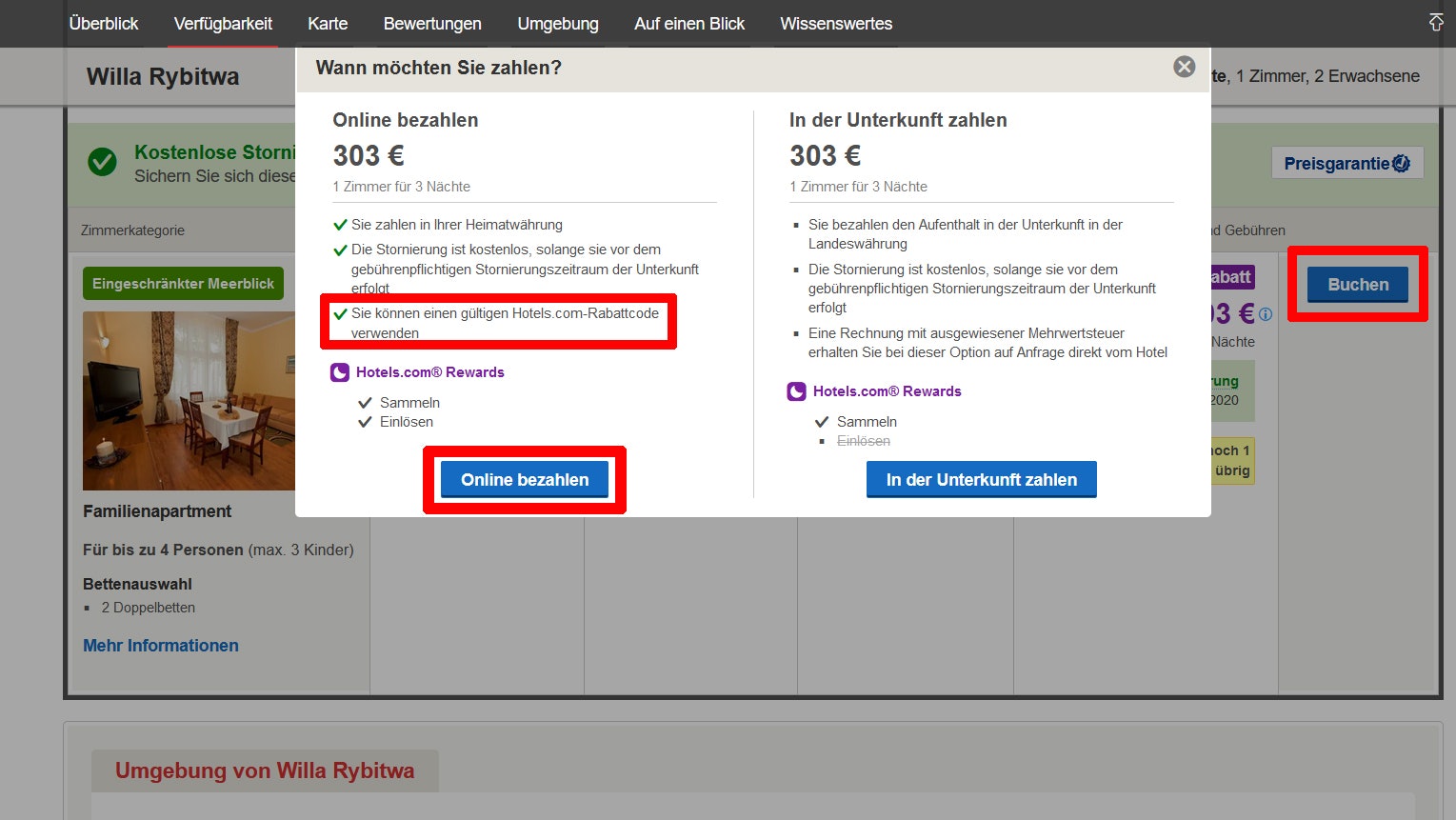 Hotels.com Gutschein einlösen