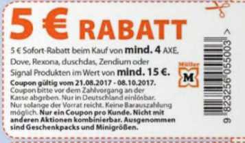 Müller Coupons mit bis zu 5€ Rabatt